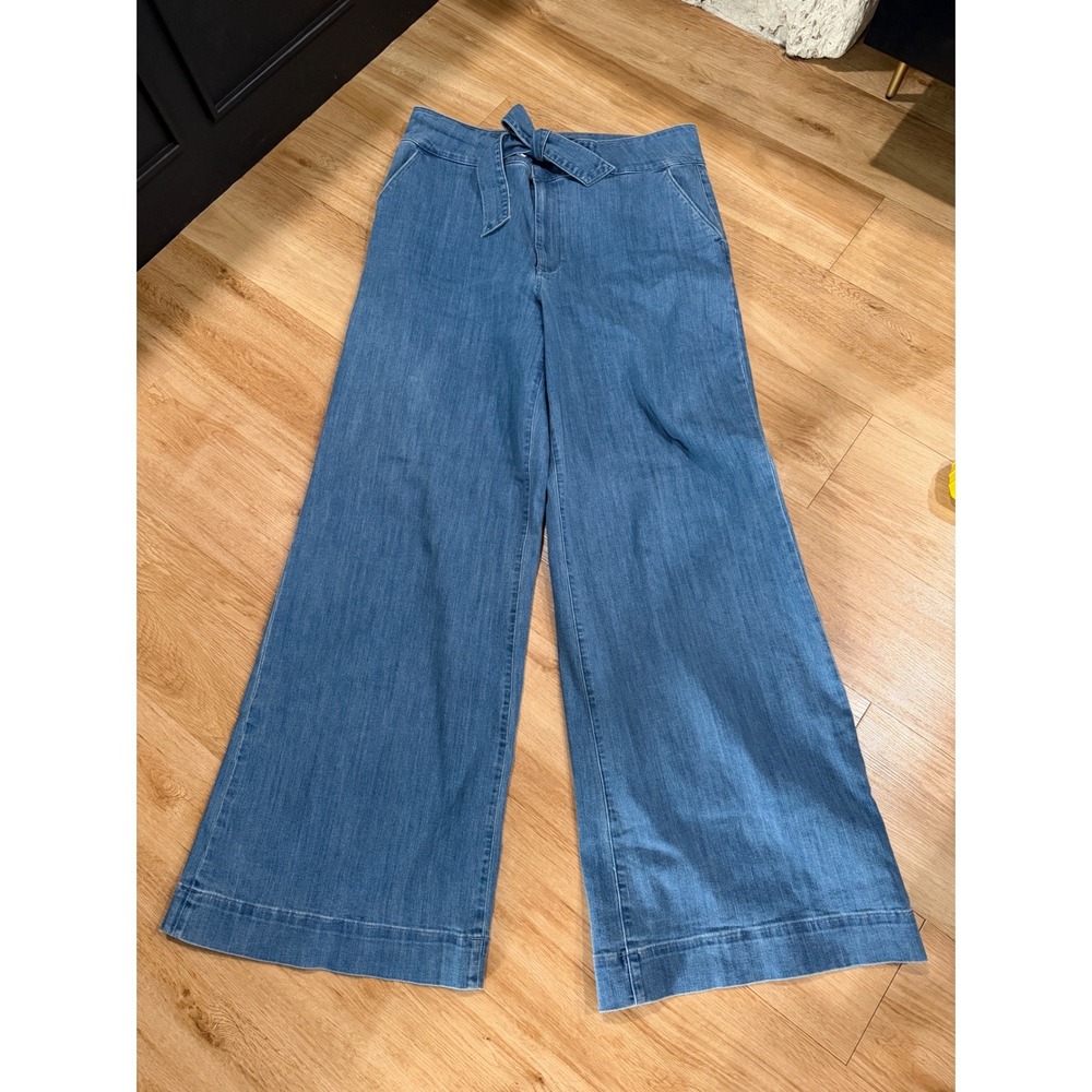 Express Wide Leg Super High Rise Tie Waist Jeans Medium Wash Blue 18L Tall